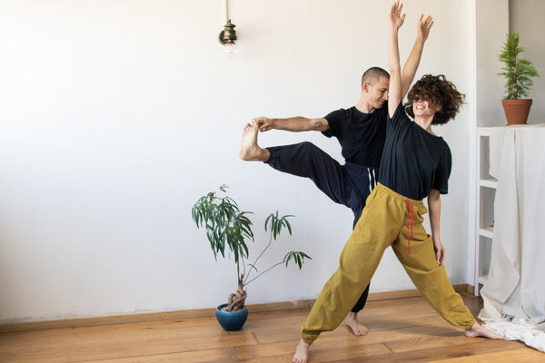 Unisex hemp yoga pants | comfortable clothing from natural fabrics | contact improvisation | wide dancing pants