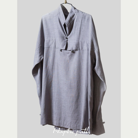 Grey three Buttons eco-friendly minimalist casual shirt