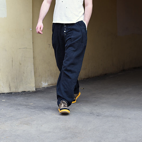 Custom made comfortable trousers | wide unisex pants | Loose hemp clothing by Haptic Path