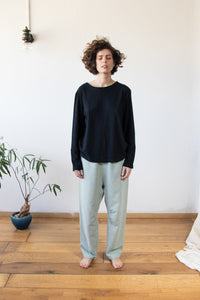 Blue comfortable pants made of hemp | minimalist drop crotch pants  | designer's unisex trousers |  ethical brand Haptic Path